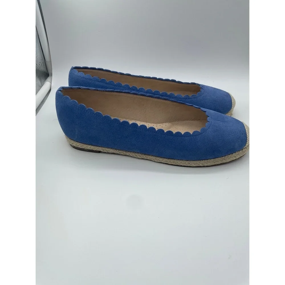 Isaac Mizrahi Live Womens Blue Suede Scalloped Espadrille Flats Size 7.5 M